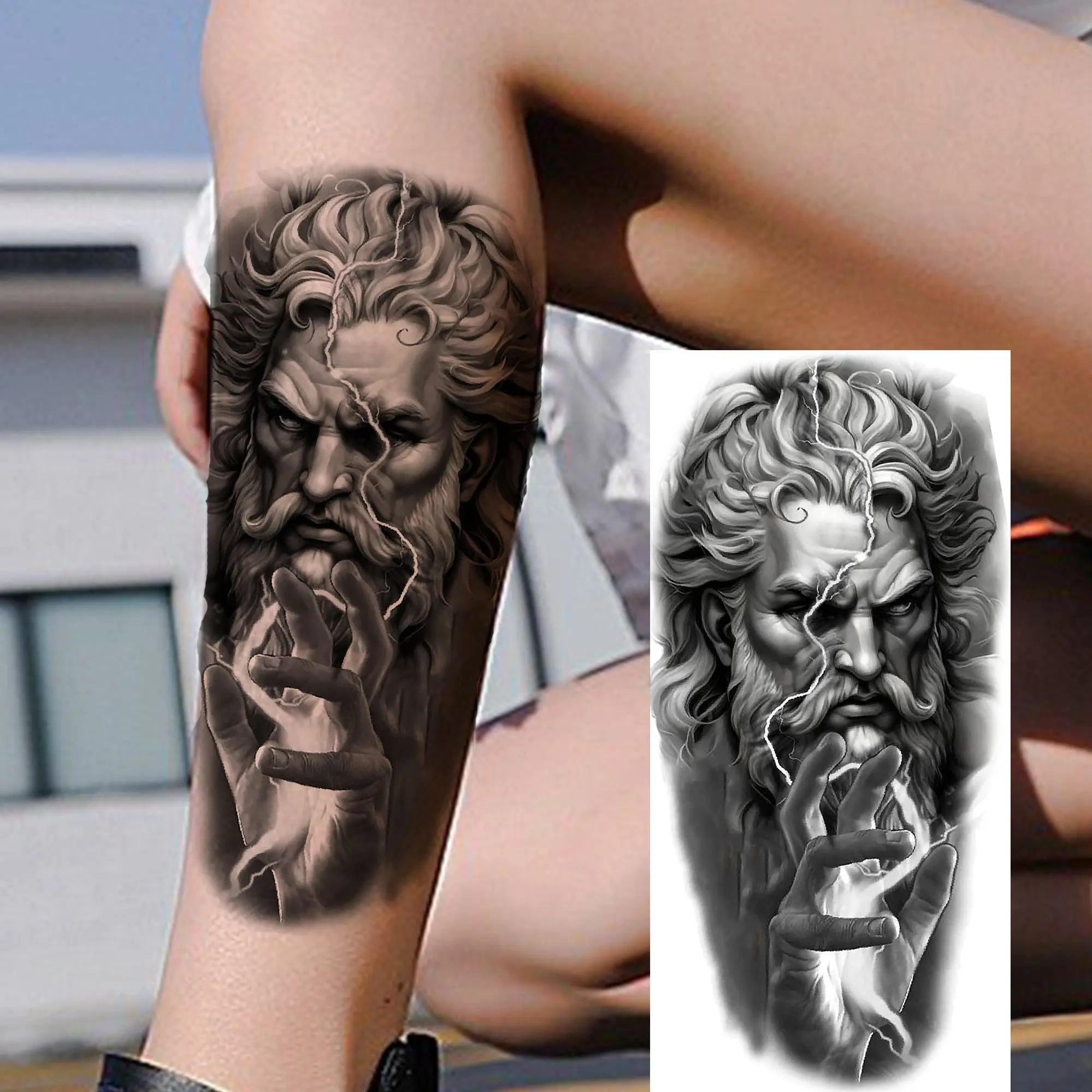 1 Sheet Lion Tiger Wolf Skull Ship Temporary Tattoo Sticker – Waterproof Realistic Body Art for Arm and Chest