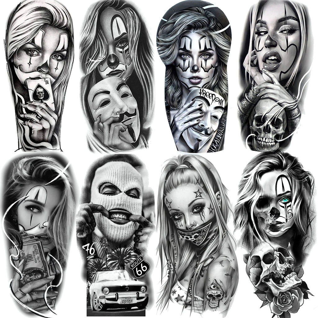 DarkMuse – Joker Mask Women Tattoo (1 Sheet)