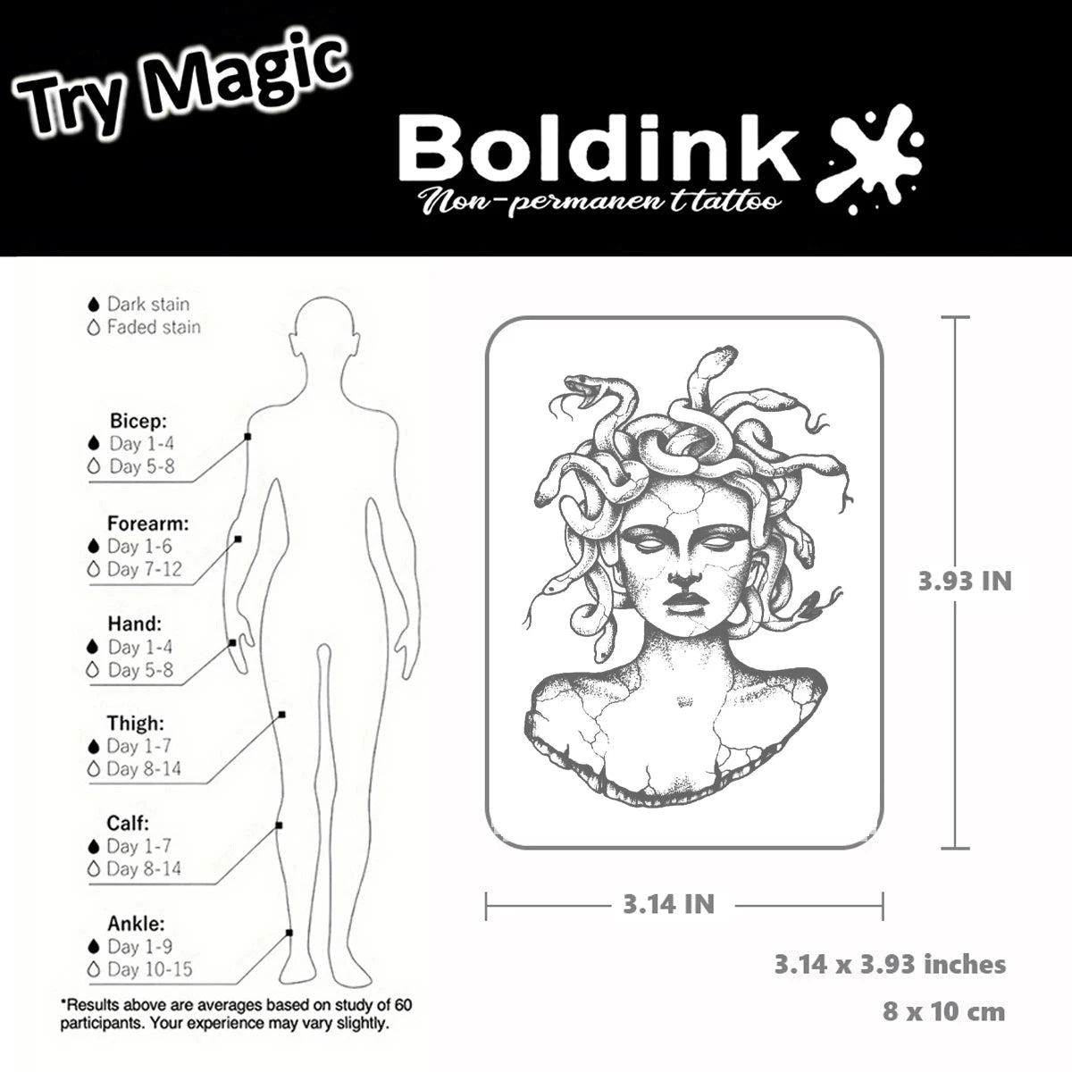 Medusa Gaze – Bold Snake Hair Tattoo (1 Sheet)