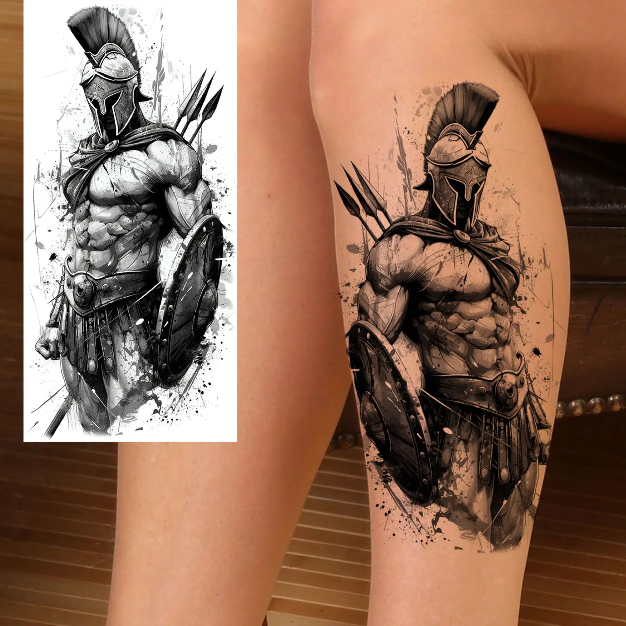 1 Sheet Zeus Jesus Skull Arm Temporary Tattoo Stickers – Waterproof Fake Sleeve Tattoo for Arm and Leg