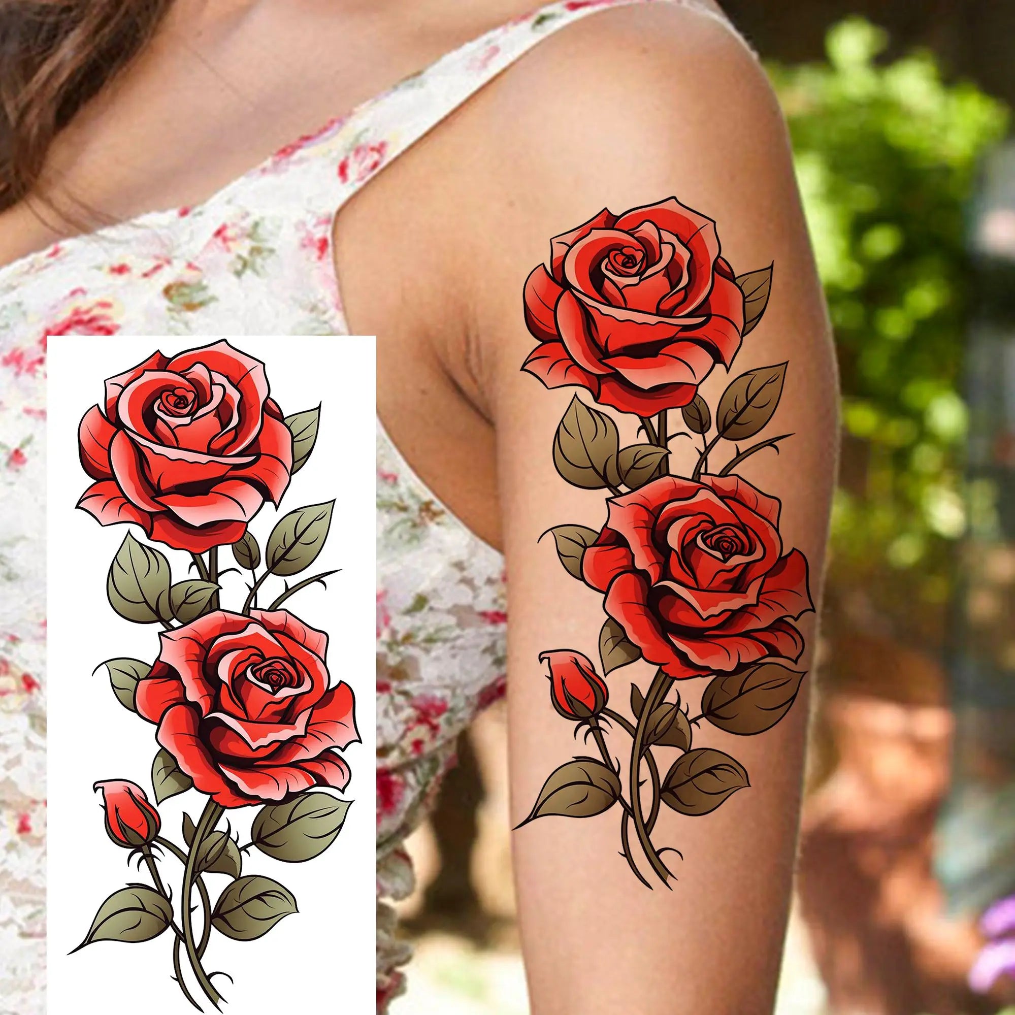 3D Rose Butterfly Temporary Tattoo – Waterproof Phoenix Flower Fake Tattoo Sticker