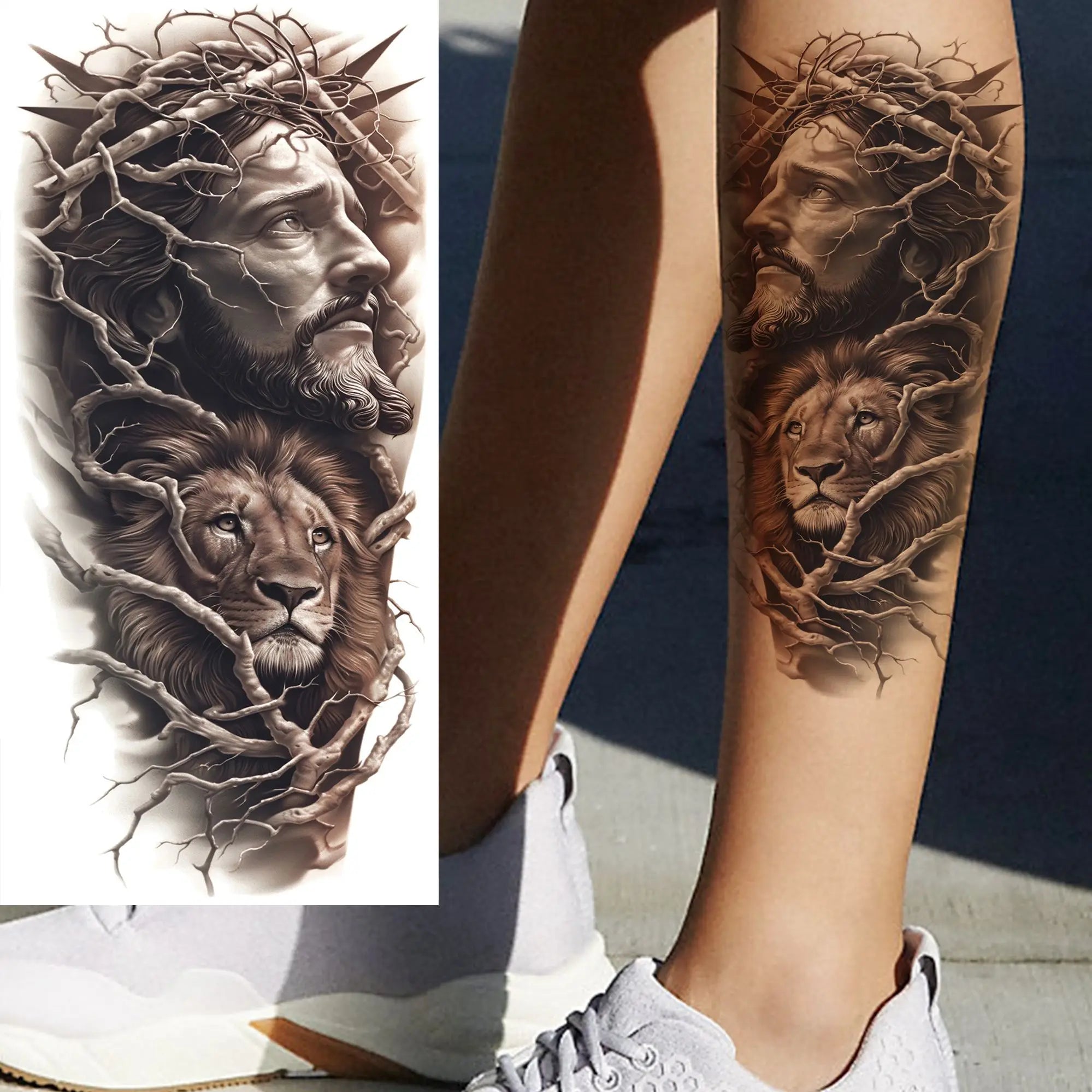 1 Sheet Jesus Thorn Crown Temporary Tattoo Sticker – Waterproof Realistic Fake Tattoos for Arm Chest Shoulder