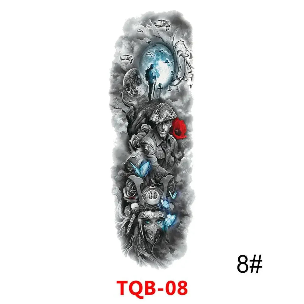 Full Arm Skull Tattoo Sticker – Waterproof 15-Day Semi-Permanent Tattoo for Men & Women