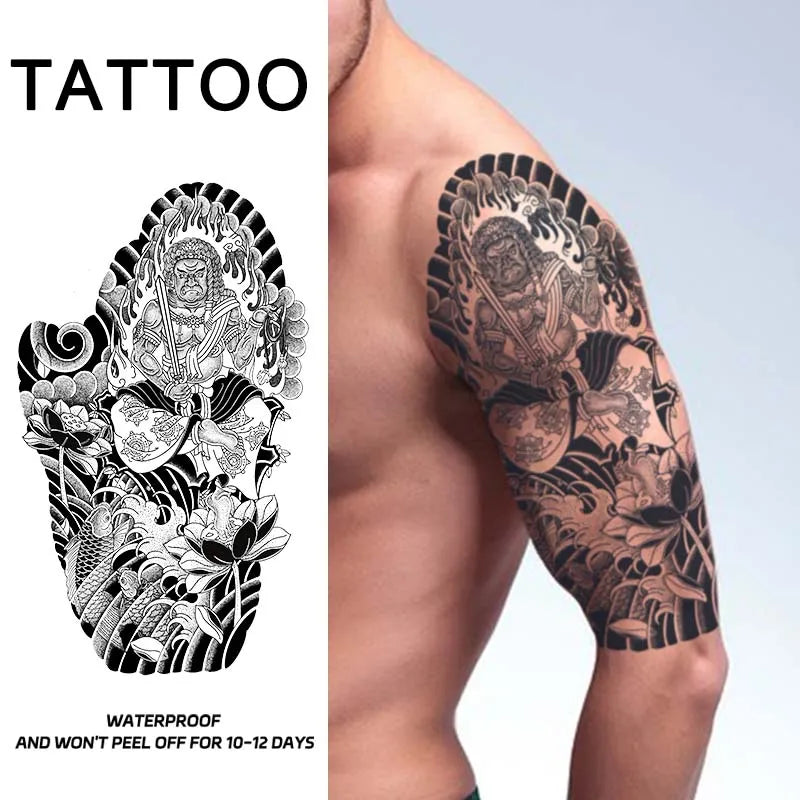 Dragon Tiger Half Arm Tattoo – Waterproof Herbal Semi-Permanent Fake Tattoo Sticker