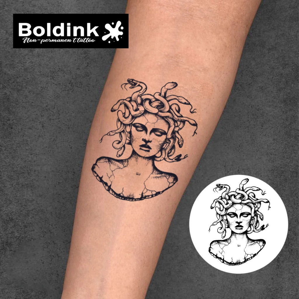 Medusa Gaze – Bold Snake Hair Tattoo (1 Sheet)