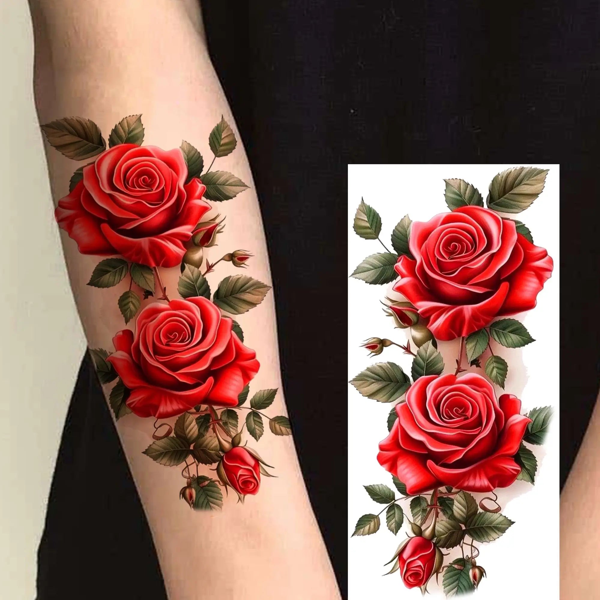 Watercolor Flower & Butterfly Tattoo – Realistic Waterproof Temporary Sticker (1 Sheet)