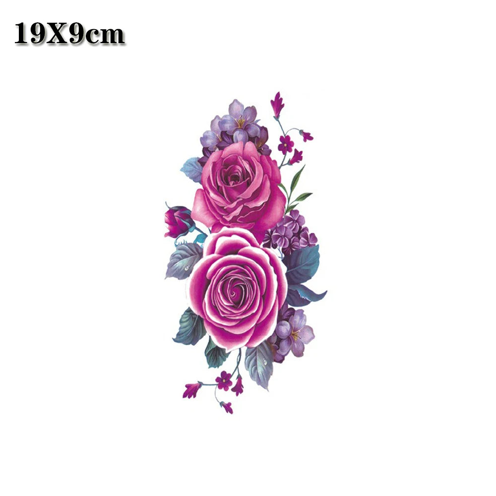 Colorful Rose Lily Peony Butterfly Temporary Tattoo Sticker