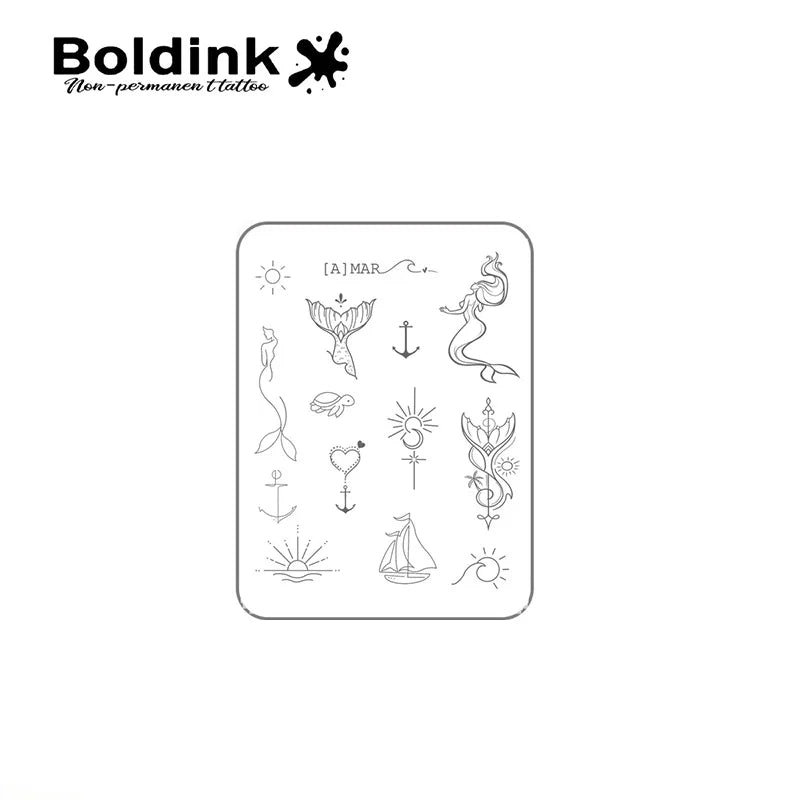 Mermaid Set – Nautical & Ocean Symbol Tattoos (1 Sheet)