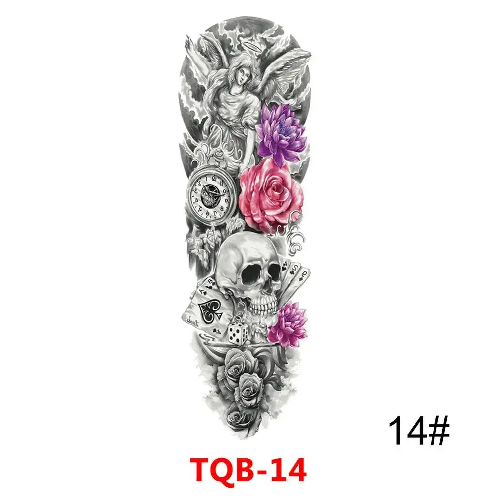 Full Arm Skull Tattoo Sticker – Waterproof 15-Day Semi-Permanent Tattoo for Men & Women