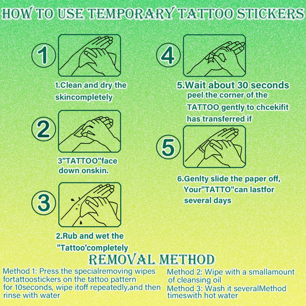 9pcs Colorful Flower Temporary Tattoo Stickers – Waterproof Floral Body Art for Neck, Back, Shoulder