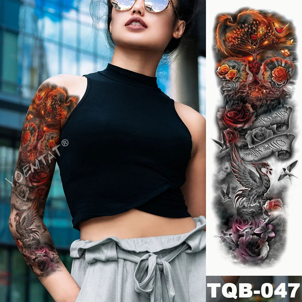 Inkly ArmMaster – Full Sleeve Skull Dragon Tattoo (1PC)