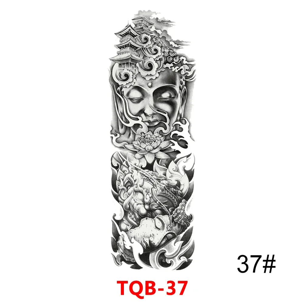 Full Arm Skull Tattoo Sticker – Waterproof 15-Day Semi-Permanent Tattoo for Men & Women