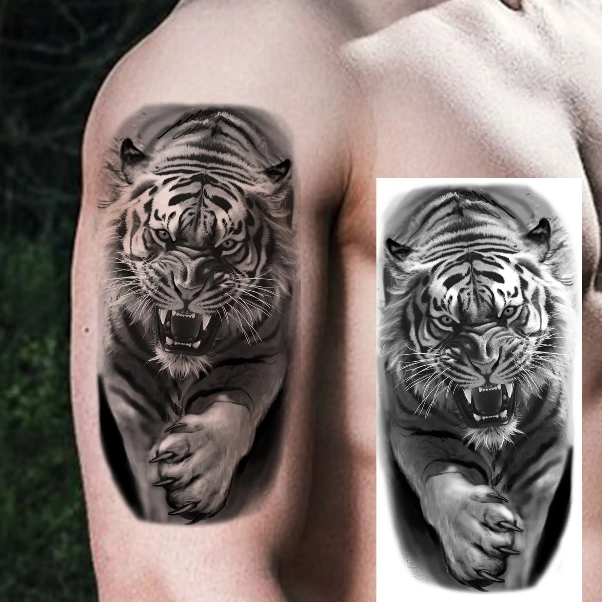 1 Sheet Realistic Beast Tattoo Stickers – Bear, Tiger, Wolf, Owl Waterproof Temporary Sleeve Tattoo for Arm and Leg