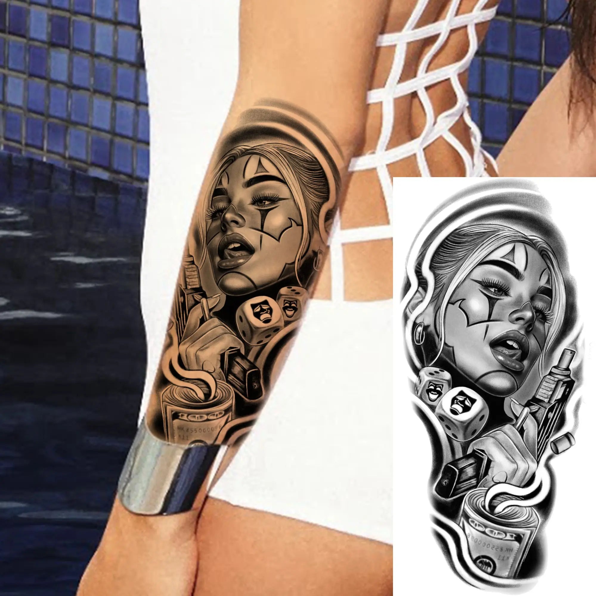 DarkMuse – Joker Mask Women Tattoo (1 Sheet)