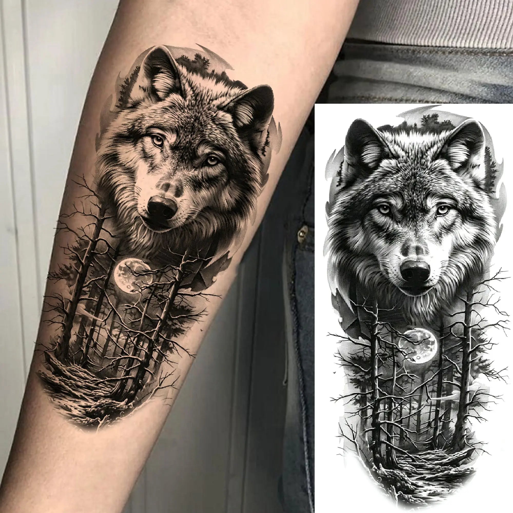 1 Sheet Realistic Beast Tattoo Stickers – Bear, Tiger, Wolf, Owl Waterproof Temporary Sleeve Tattoo for Arm and Leg