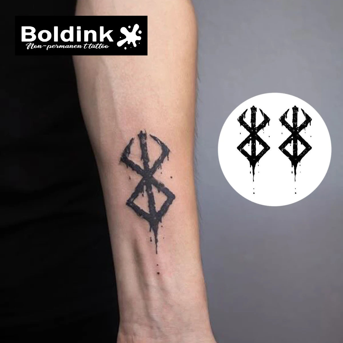 Shadow Sigil – Nordic Rune Temporary Tattoo (2PC)
