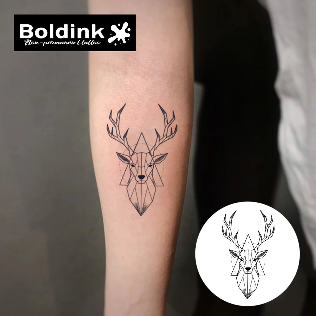 GeoStag – Geometric Deer Tattoo (1 Sheet)