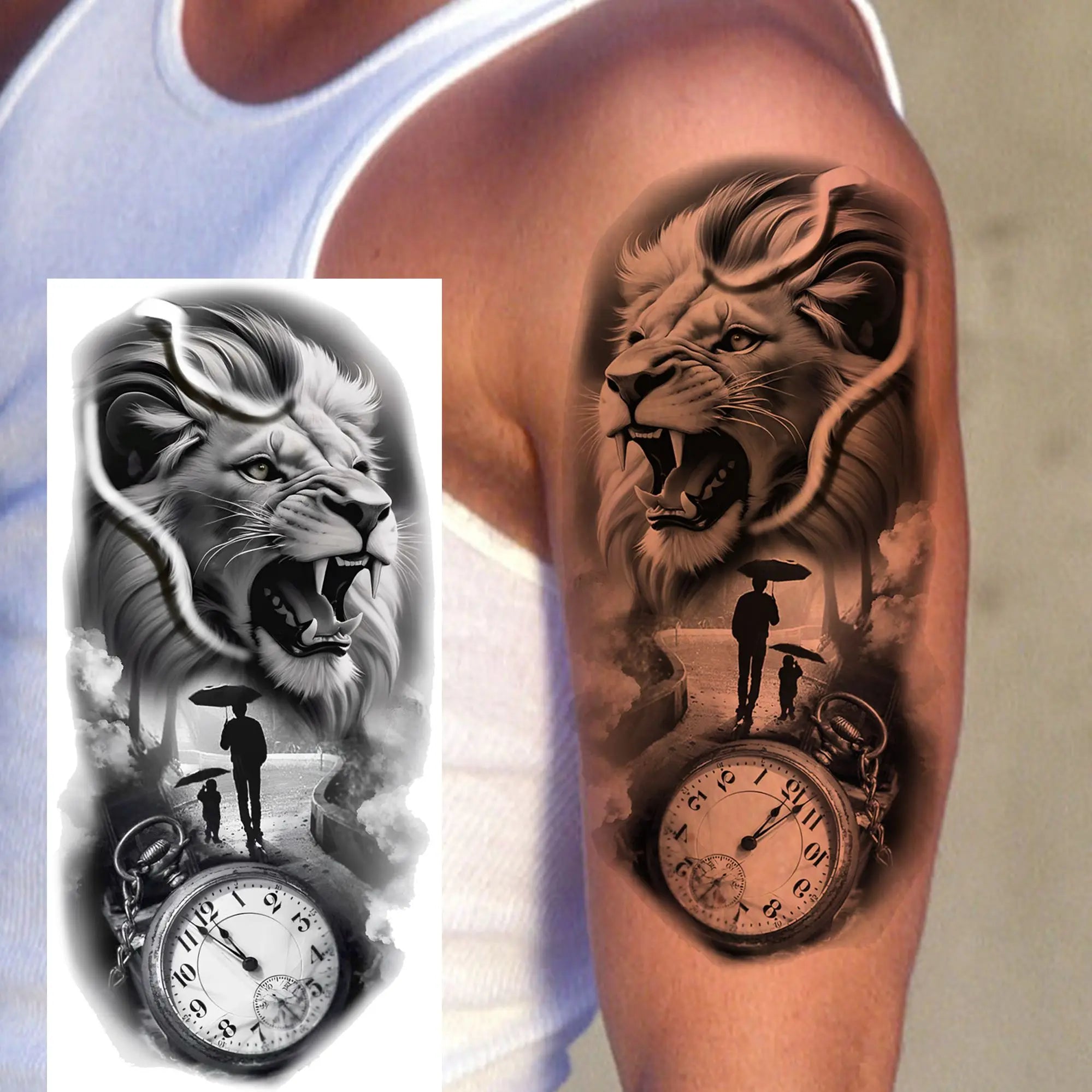 1 Sheet Realistic Beast Tattoo Stickers – Bear, Tiger, Wolf, Owl Waterproof Temporary Sleeve Tattoo for Arm and Leg