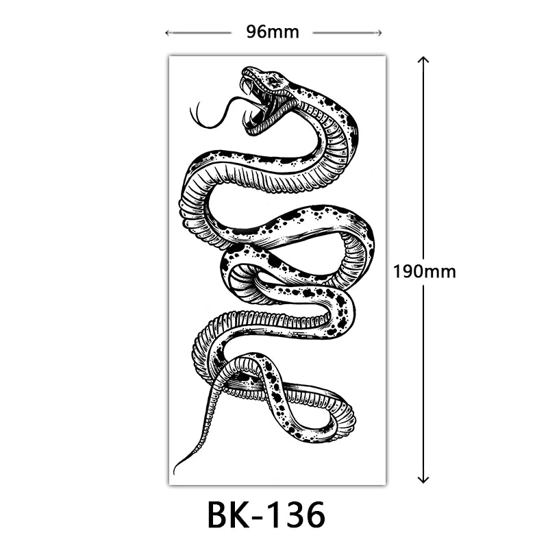 Black Floral Temporary Tattoo Stickers – Waterproof Fake Flower Tattoos for Hand, Arm, Body