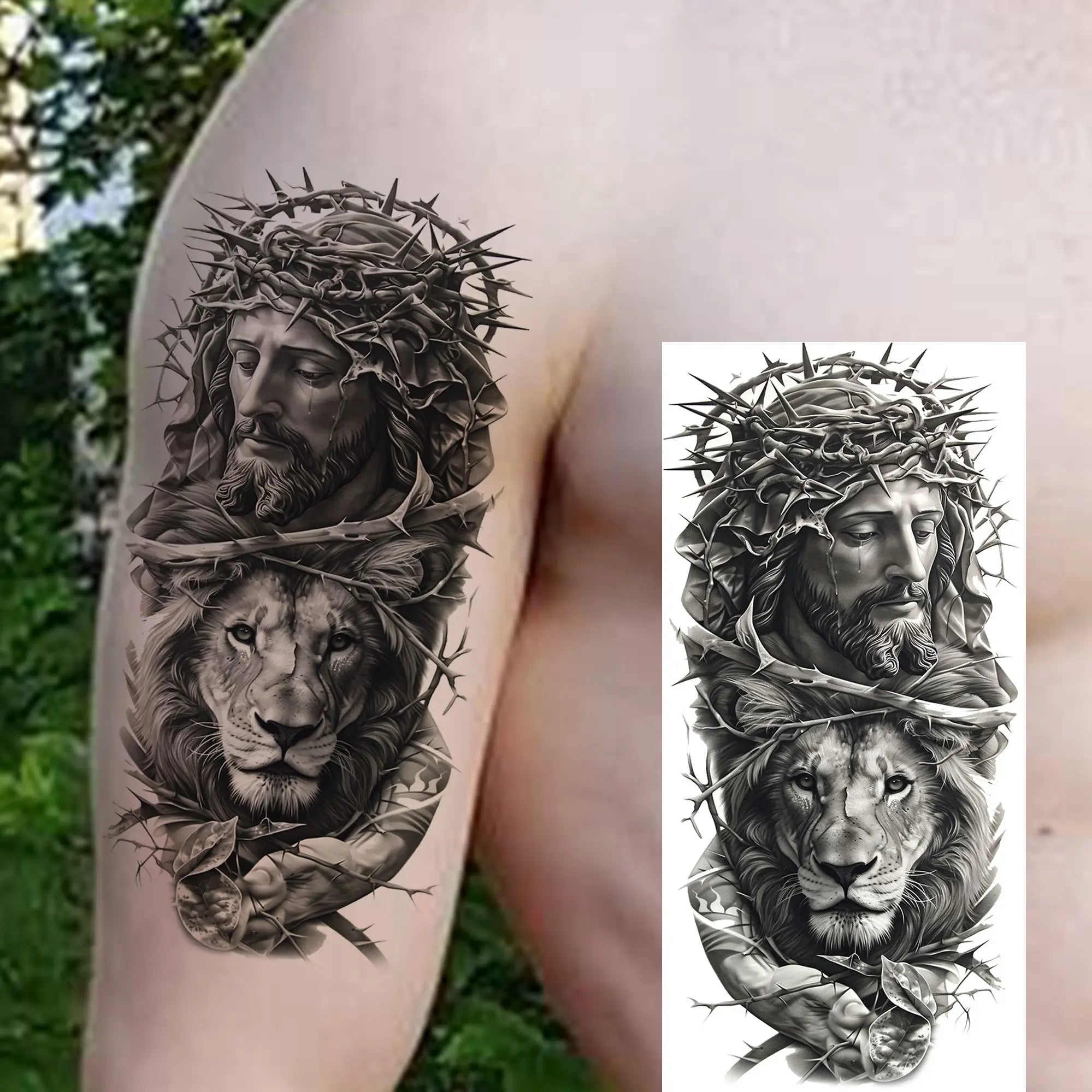 1pc Jesus Pray Cross Temporary Tattoo Stickers – Realistic Christian Fake Tattoos for Arm Chest Leg
