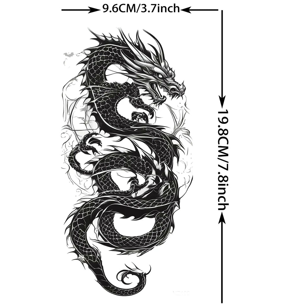 Lion Tiger Wolf Skull Dragon Temporary Tattoo – Realistic 3D Fake Tattoo Sticker (1 Sheet)