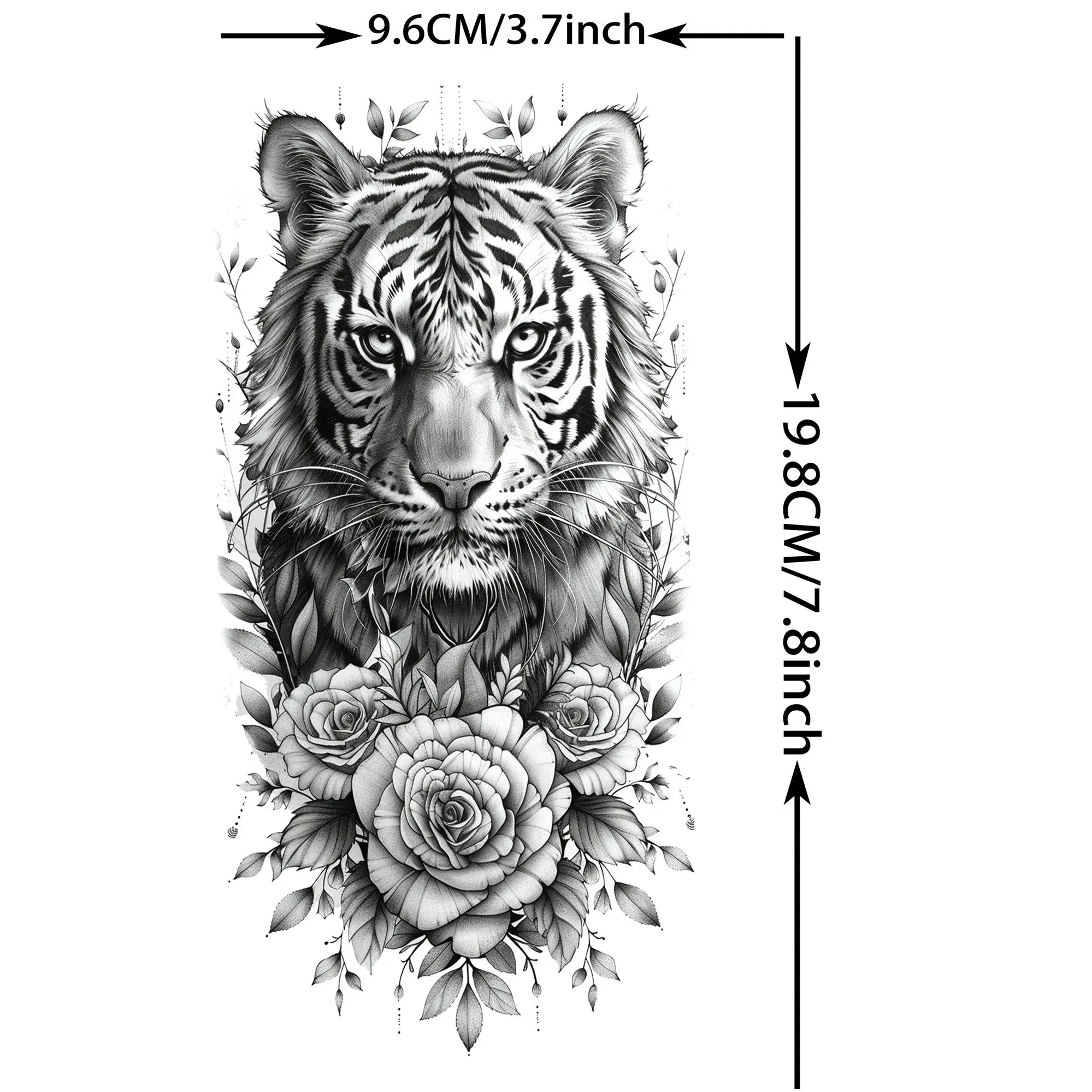 1 Sheet Lion Tiger Wolf Skull Ship Temporary Tattoo Sticker – Waterproof Realistic Body Art for Arm and Chest