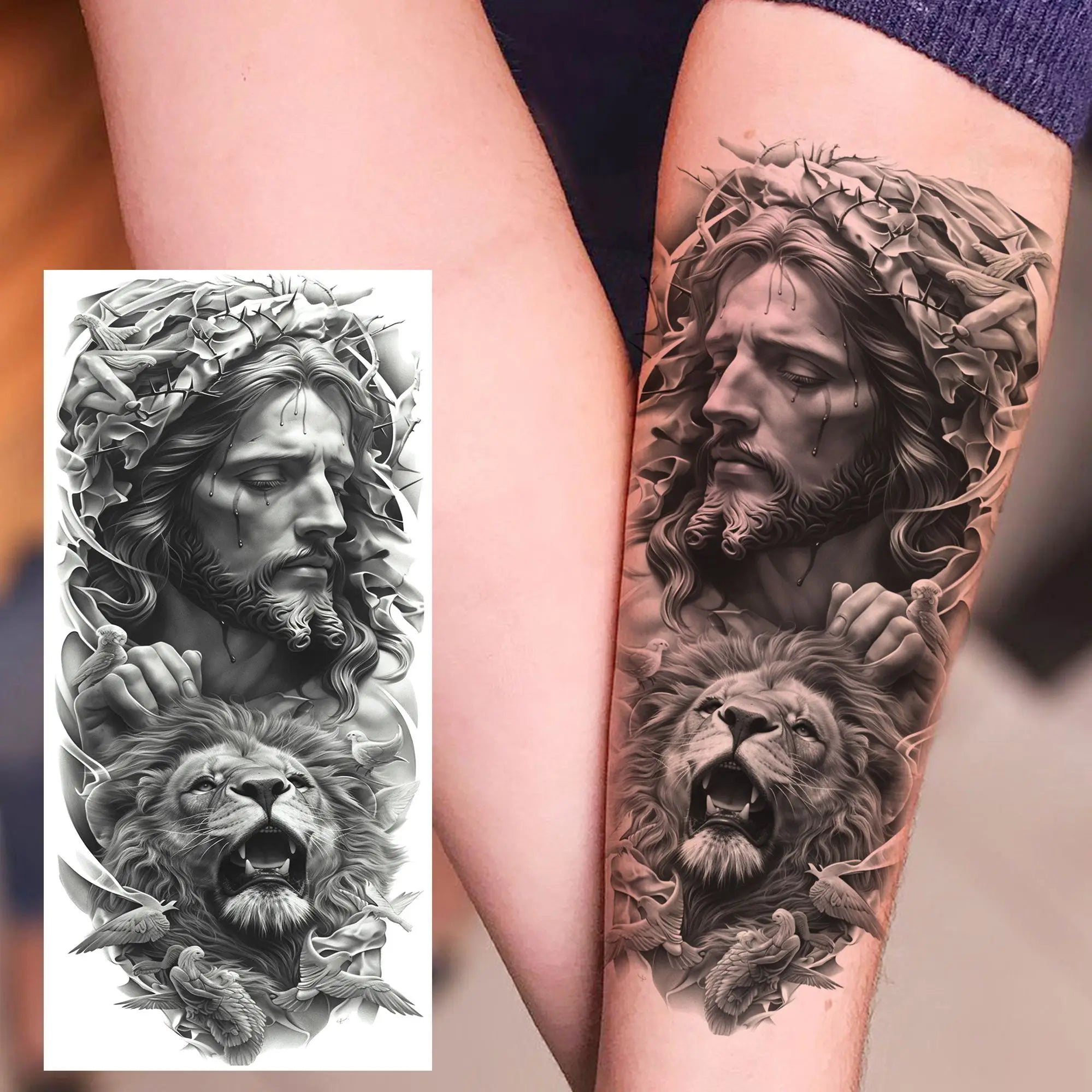 1 Sheet Jesus Thorn Crown Temporary Tattoo Sticker – Waterproof Realistic Fake Tattoos for Arm Chest Shoulder