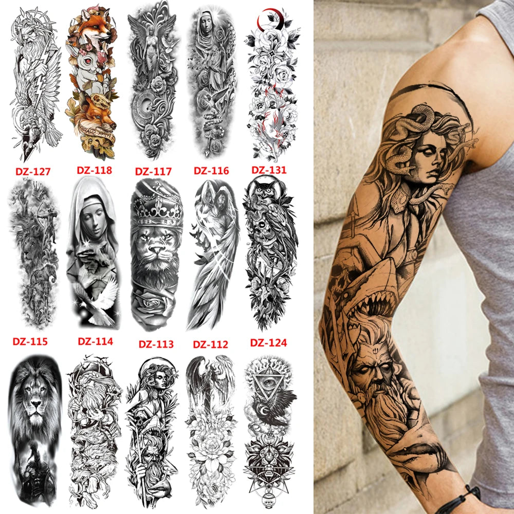 Inkly TotemGuard – Lion Wolf Full Sleeve Totem Tattoo Collection (30+ Designs)