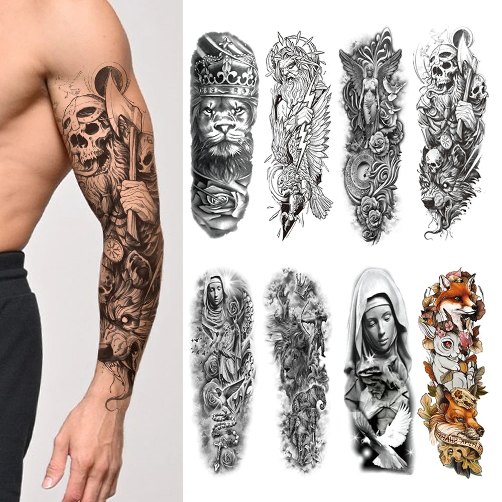 Inkly TotemGuard – Lion Wolf Full Sleeve Totem Tattoo Collection (30+ Designs)